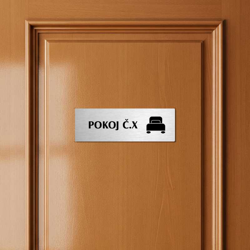 Pokoj č., 240x79mm, zlatá popiska s dvojtým rámečkem